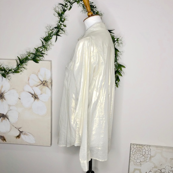 🌷J. Crew | Sheer Gold Shimmer Button Down Shirt - Picture 5 of 8